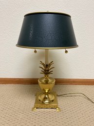 1970s Brass Pineapple Table Lamp With Metal Shade