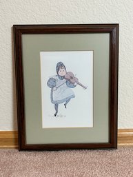 P Buckley Moss Print Of Amish Girl Playing The Fiddle Signed And Numbered