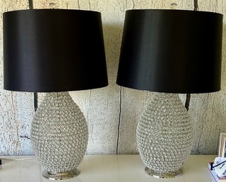 Pair- Gorgeous Crystal Lamps With Black Shade