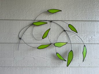 Stained Glass Green Leaf Decor
