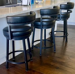 3- Attractive Faux Black Leather Barstools