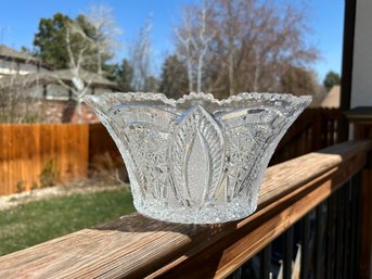 Large American Brilliant Era Cut Crystal Glass Bowl