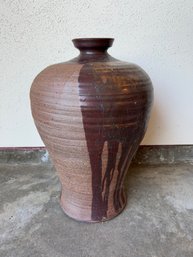 15.5in Light And Dark Brown Pottery Vase