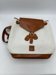 Dooney And Bourke Leather Brown And White Backpack Purse