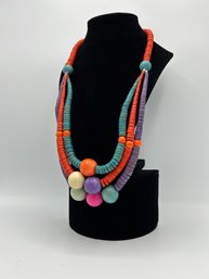 Multi Colored 3 Strand Beaded Necklace