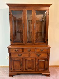 Young Republic Solid Hard Rock Maple Lighted China Cabinet Hutch With Convex Glass