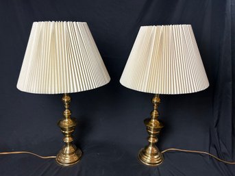 Pair Of Brass Colored Table Lamps