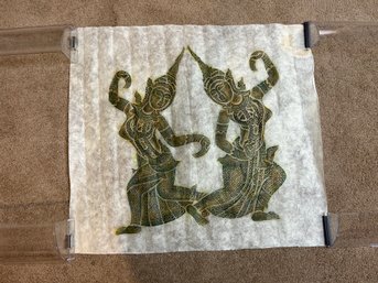 Mid Century Thai Temple Rubbing Traditional Thai Dancers On Rice Paper