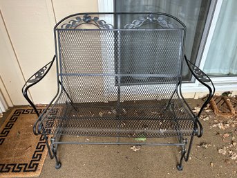 Wrought Iron Double Glider Bench Outdoor Patio Furniture