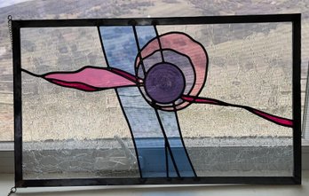 Simplistic Stained Glass - In Shades Of Purple, Pink And Blue - Hangs Vertically