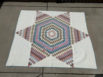 Six Point Star Quilt Great For Bedspread Or Wall Hanging