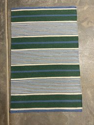 36in X 23in Green And Blue Striped Rug