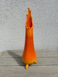 Mid Century Ombre Orange Slag Glass Footed Swung Vase (#2)