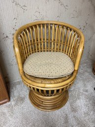 Mid Century Frano Albini Style Rattan Swivel Chair