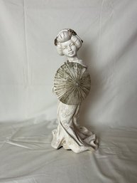 Geisha Holding Parasol Statue Figure Okimono