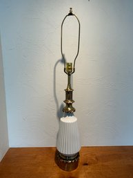 Tall Vintage Table Lamp Brass With White Body