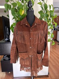 Vintage Bay River Of San Jose California Leather Fringe Jacket