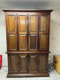 Large Rosewood 2 Piece Entertainment Center Cabinet