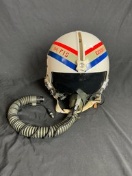 1950s USAF Fighter Pilot Flight Helmet With Attached Oxygen Mask