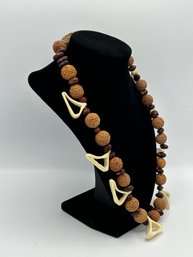 Bone And Bean Bead Necklace