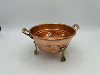 Small Copper Footed Colander Strainer