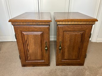 Pair Of Side Table Cabinets With Magazine Rack Backs