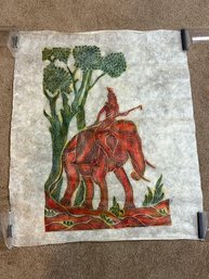 Mid Century Thai Temple Rubbing Thai Elephant On Rice Paper