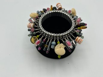 Beaded Charm Expansion Bangle Bracelet