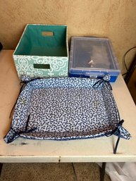 Casserole Pan Holder, Storage Bin, And Plastic Storage Containers