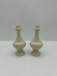 Lenox Salt And Pepper Shakers Decorated With 24k Hand Painted Gold