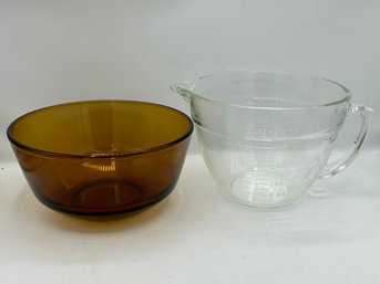 Fire King 8 Cup Measuring Cup And Amber Mixing Bowl