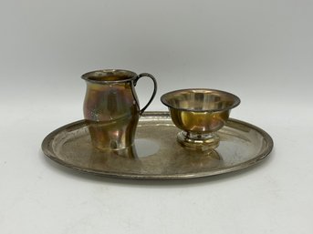 Fisher 'Paul Revere'  1768 Reproduction Sterling Silver Creamer, Sugar, And Tray 192.92 Grams