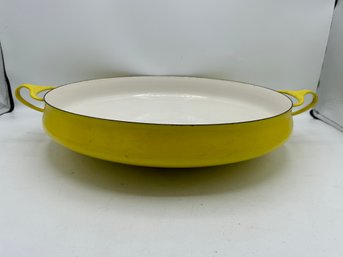 Mid Century Dansk Kobenstyle Yellow Enamel Paella Pan