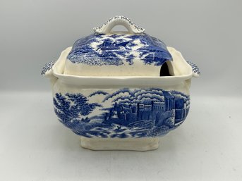 Vintage Ironstone Blue And White Soup Tureen
