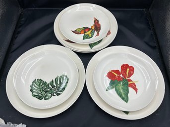 Santa Anita Ware Flowers Of Hawaii Plates - Set Of 7