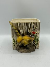 Vintage Hand Painted Pheasant Planter