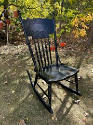 Antique Black Wood Rocking Chair