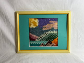 Handmade Colorful Framed Counted Cross Stitch
