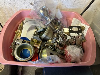 Container Of Keys, Doorknobs, And Locks