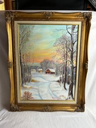 Winter Landscape Sunrise Painting By Ruby Kratz