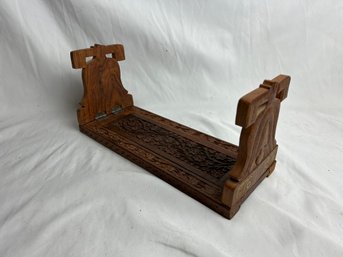 Vintage Carved Wood Bicentennial Collapsible, Expandable Book Holder