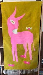 Vintage Pink Donkey Rug / Wall Art Tapestry