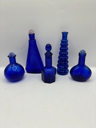 Vintage Cobalt Blue Glass Bottles