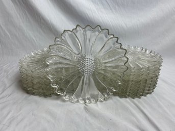 Large Snack /luncheon Set Flower Plates