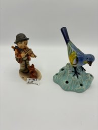 Hummel Retired Mint Figurine And Bluebird Flower Frog Figurine