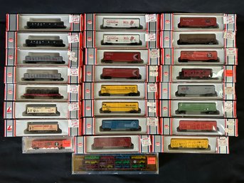 Model Power N Scale Large Assortment Of Train Cars And Rail Lines