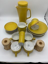 Mid Century LeGardo Tackett For Schmid Porcelain Coffee Pot, Creamer, Sugar, Cups, Saucers