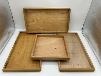 Wood Trays - 3 Rectangle And 1 Square