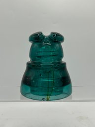 Aqua Postal With Amber Swirl Glass Insulator CD 210