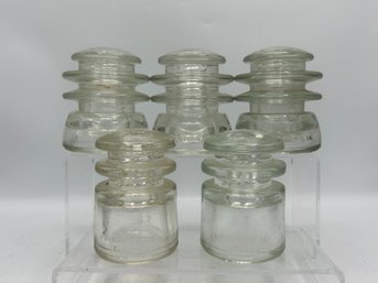 Hemingray 56 And TS Clear Glass Insulators CD 203 And 129